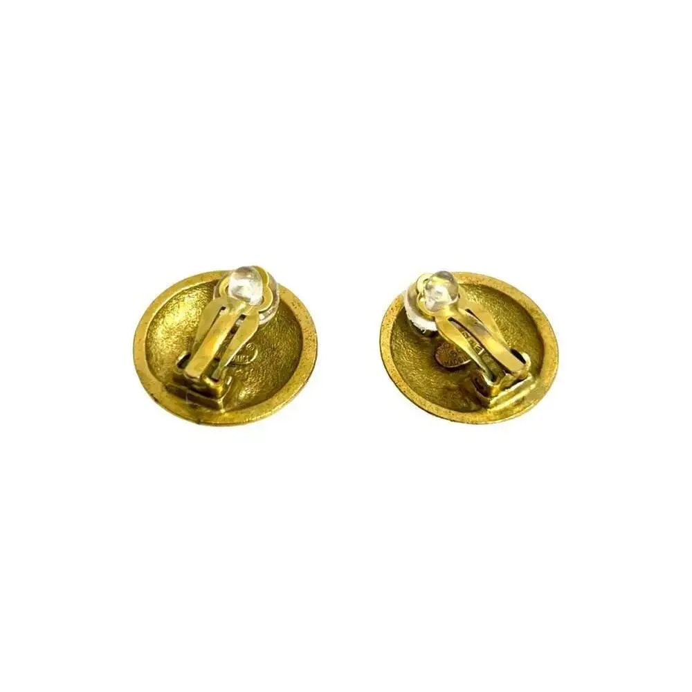 CHANEL Vintage Gold Logo Earrings